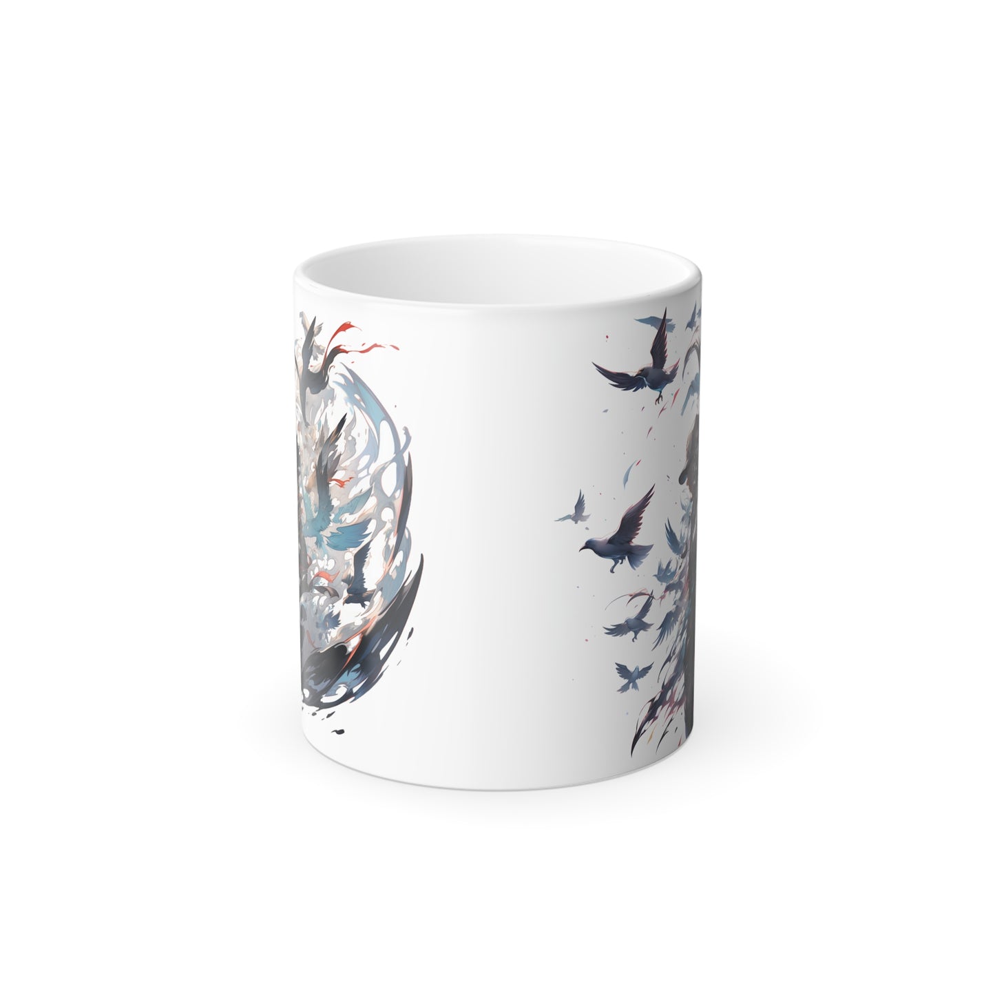 Concepto de pájaros en llamas | Taza que cambia de color, 11 oz