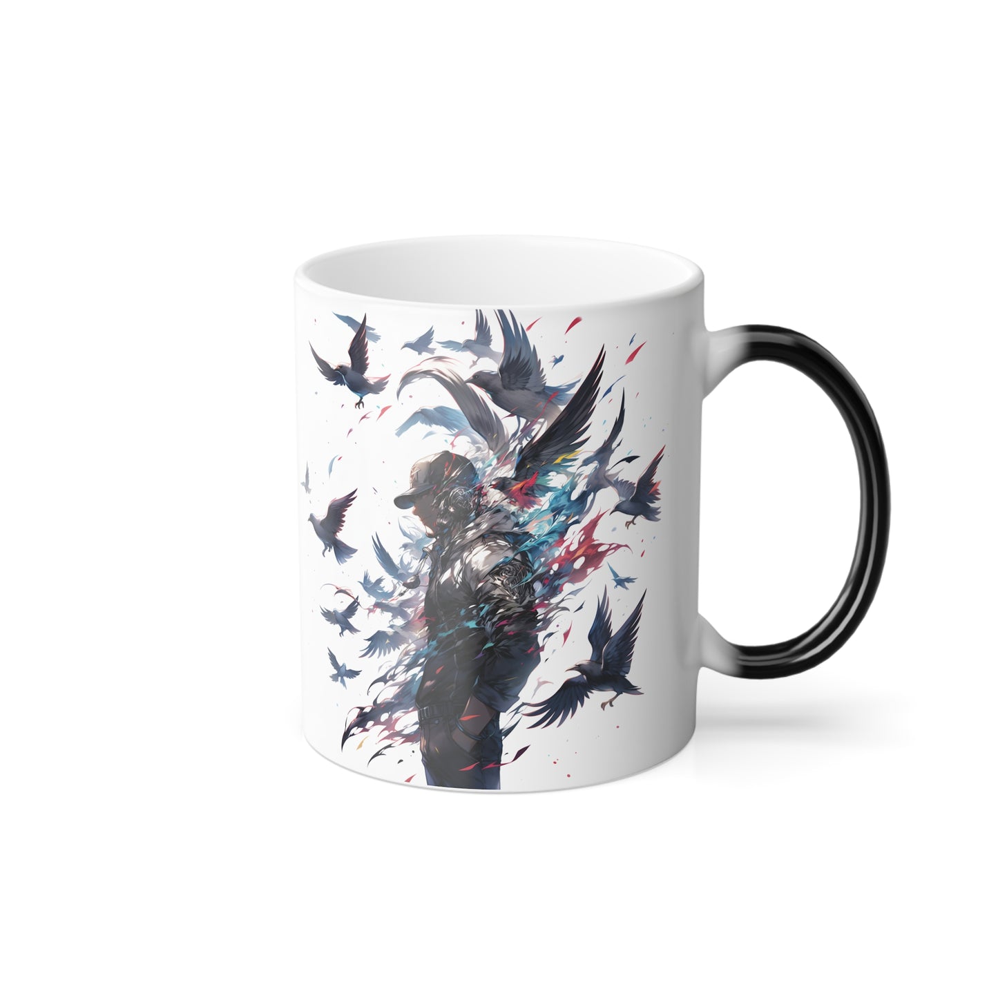 Concepto de pájaros en llamas | Taza que cambia de color, 11 oz