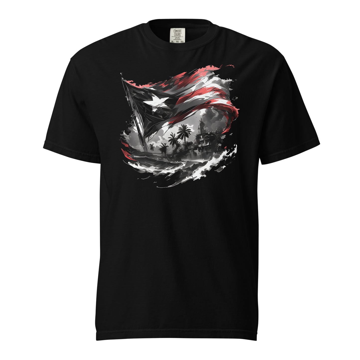 Bandera PR, Black and White 2 || Unisex garment-dyed heavyweight t-shirt