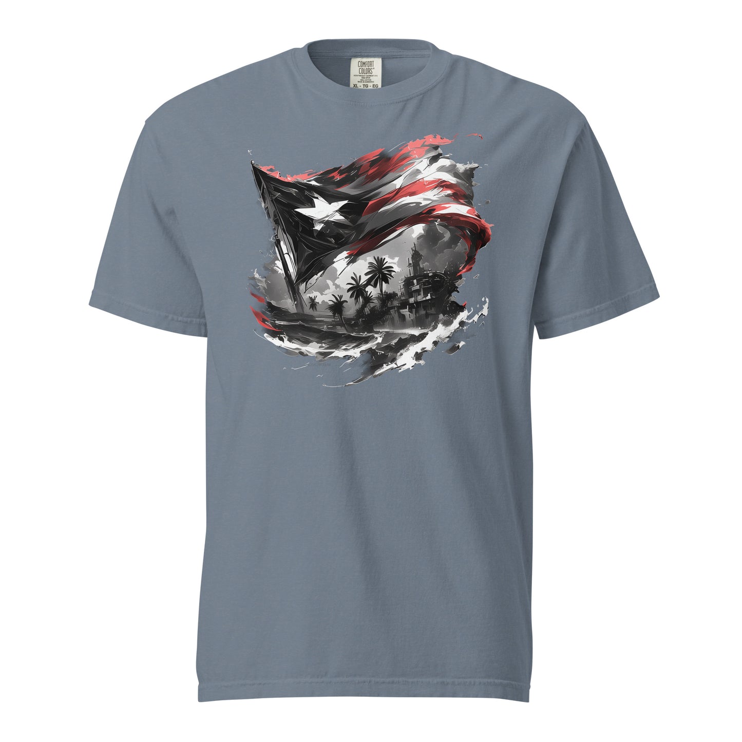 Bandera PR, Black and White 2 || Unisex garment-dyed heavyweight t-shirt