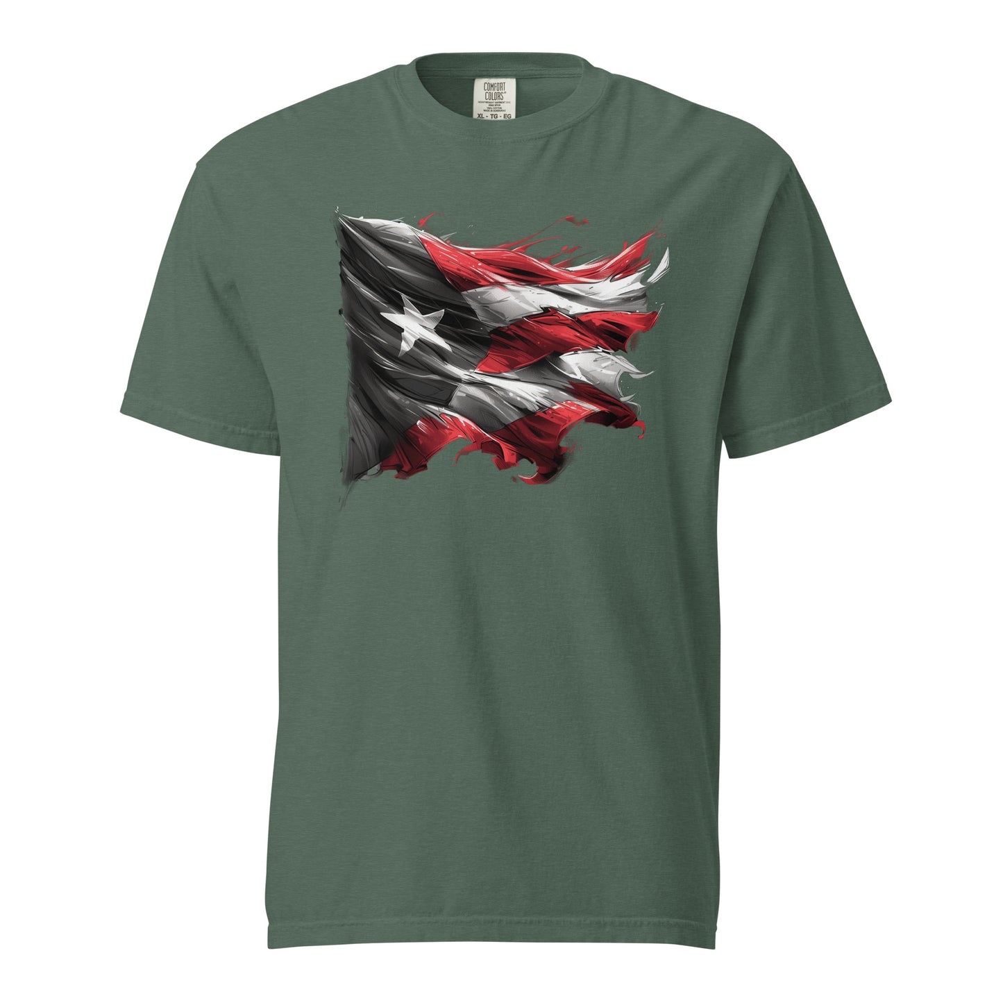 Bandera de PR, Black and White || Unisex garment-dyed heavyweight t-shirt