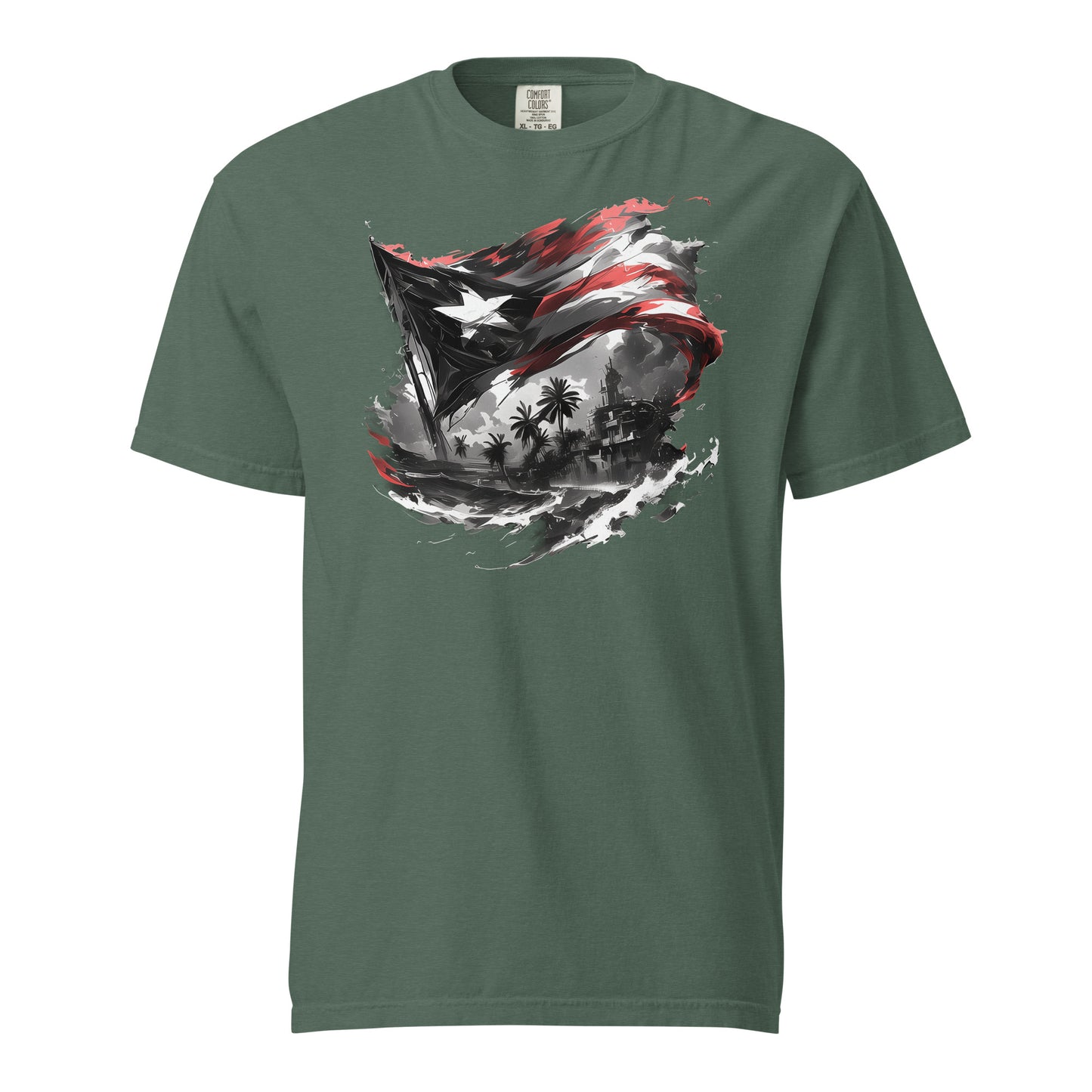 Bandera PR, Black and White 2 || Unisex garment-dyed heavyweight t-shirt