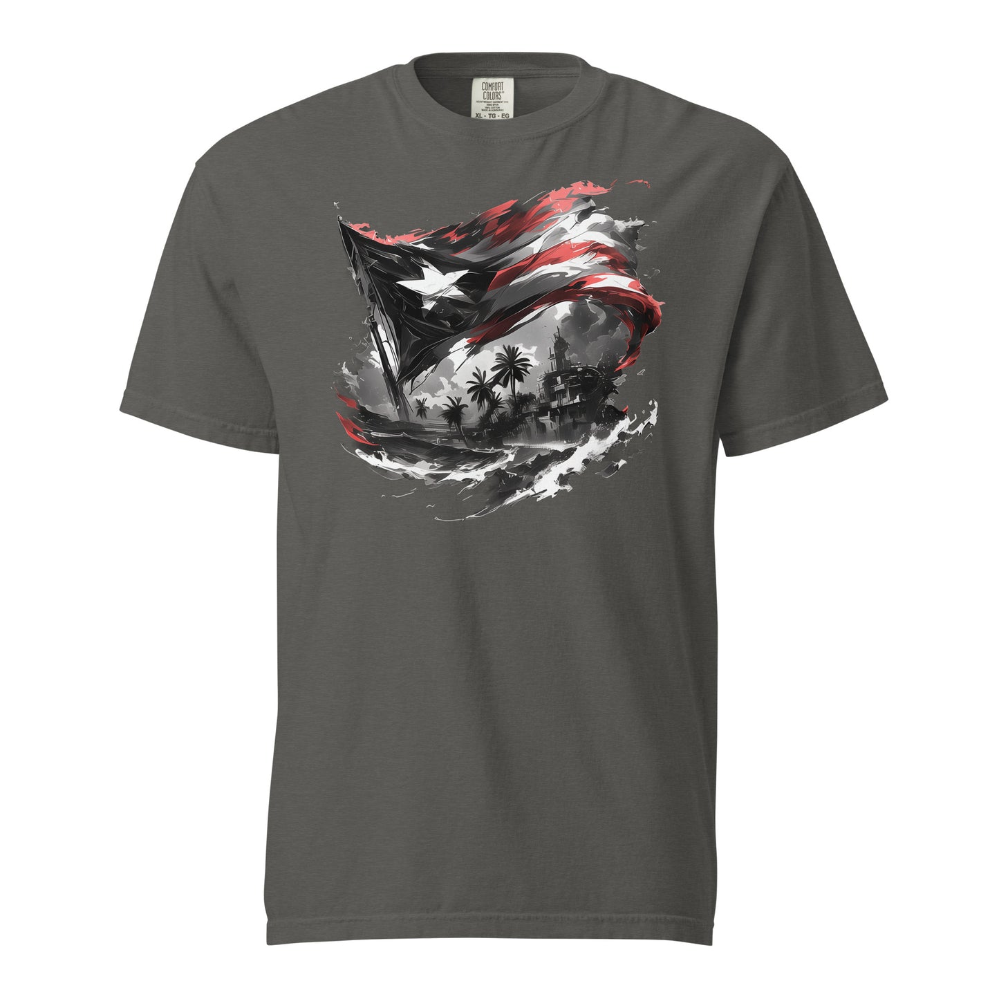 Bandera PR, Black and White 2 || Unisex garment-dyed heavyweight t-shirt