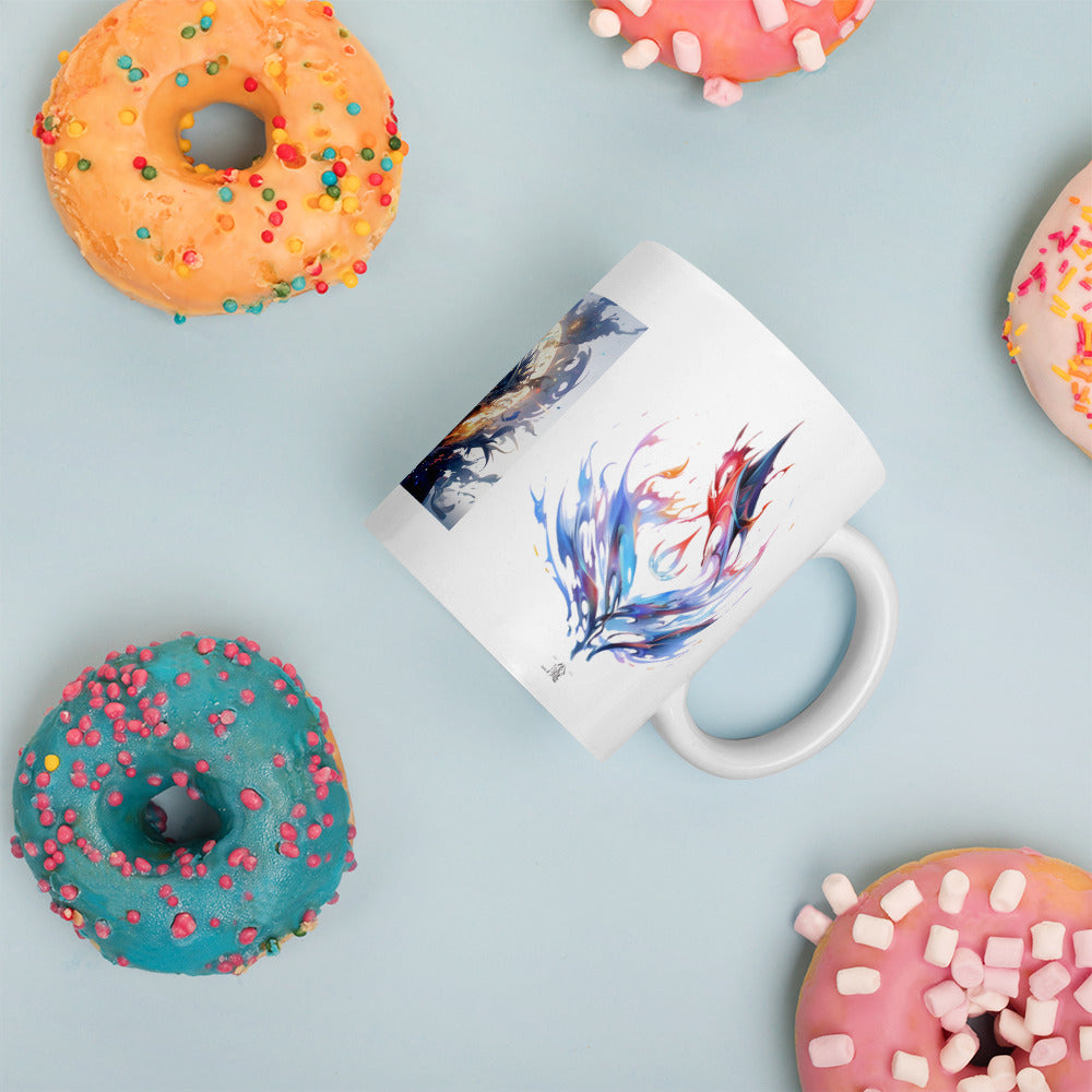 Diseño de logotipo de taza blanca brillante