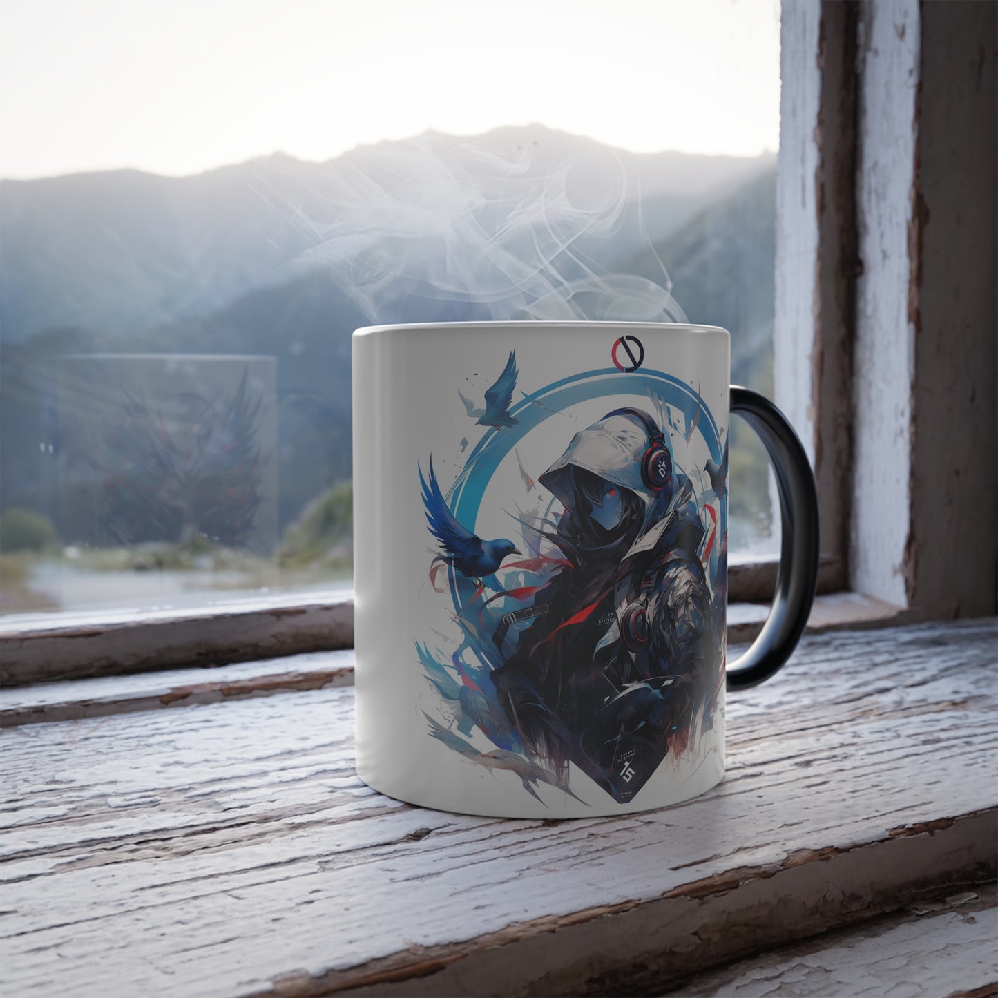 Diseño de concepto de plumas de Phoenix | Taza que cambia de color, 11 oz