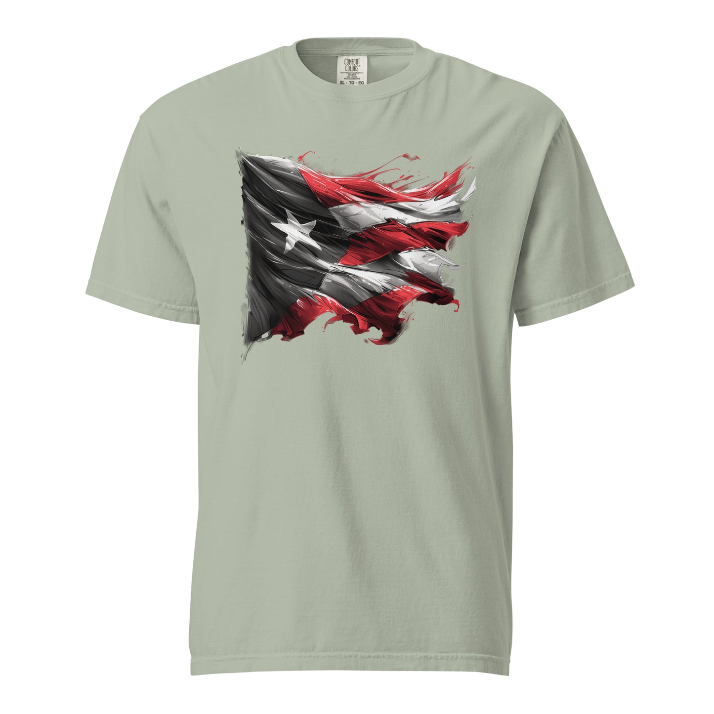 Bandera de PR, Black and White || Unisex garment-dyed heavyweight t-shirt